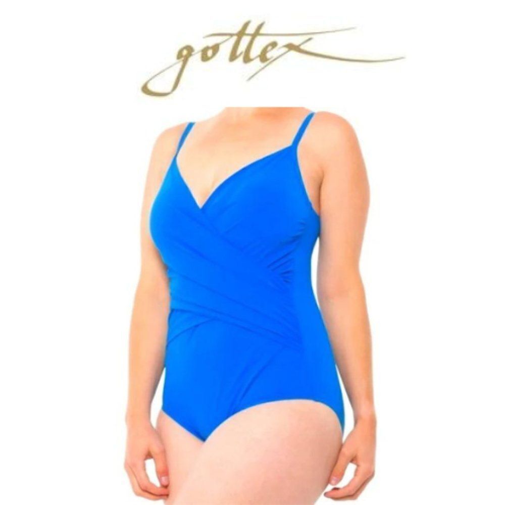 Gottex Royal Blue Women's Ruched and Twisted One-Piece Swimsuit Size 8